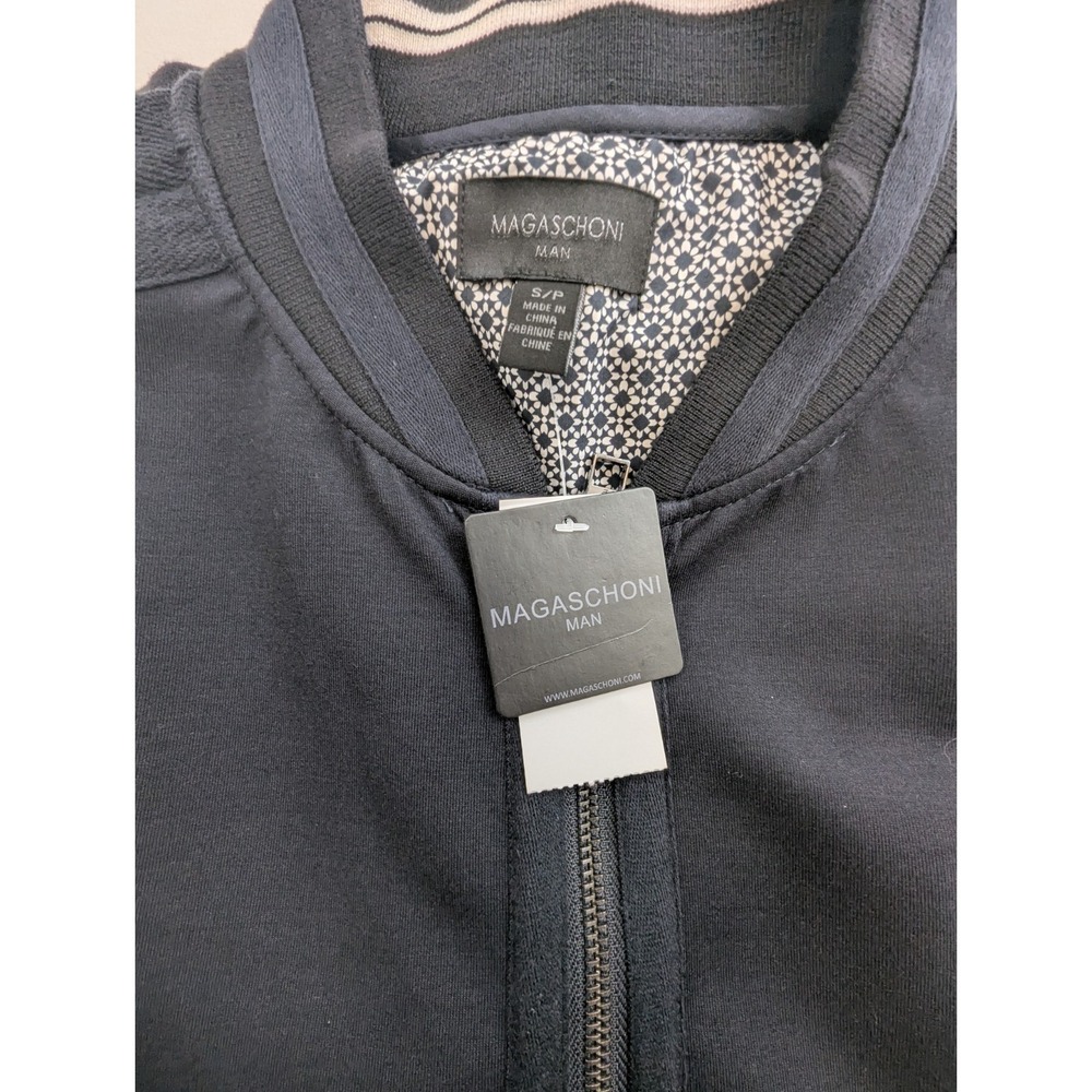 NWT Magaschoni Man Navy Blue Bomber Zipper Jacket Men's Size Small - Picture 3 of 6